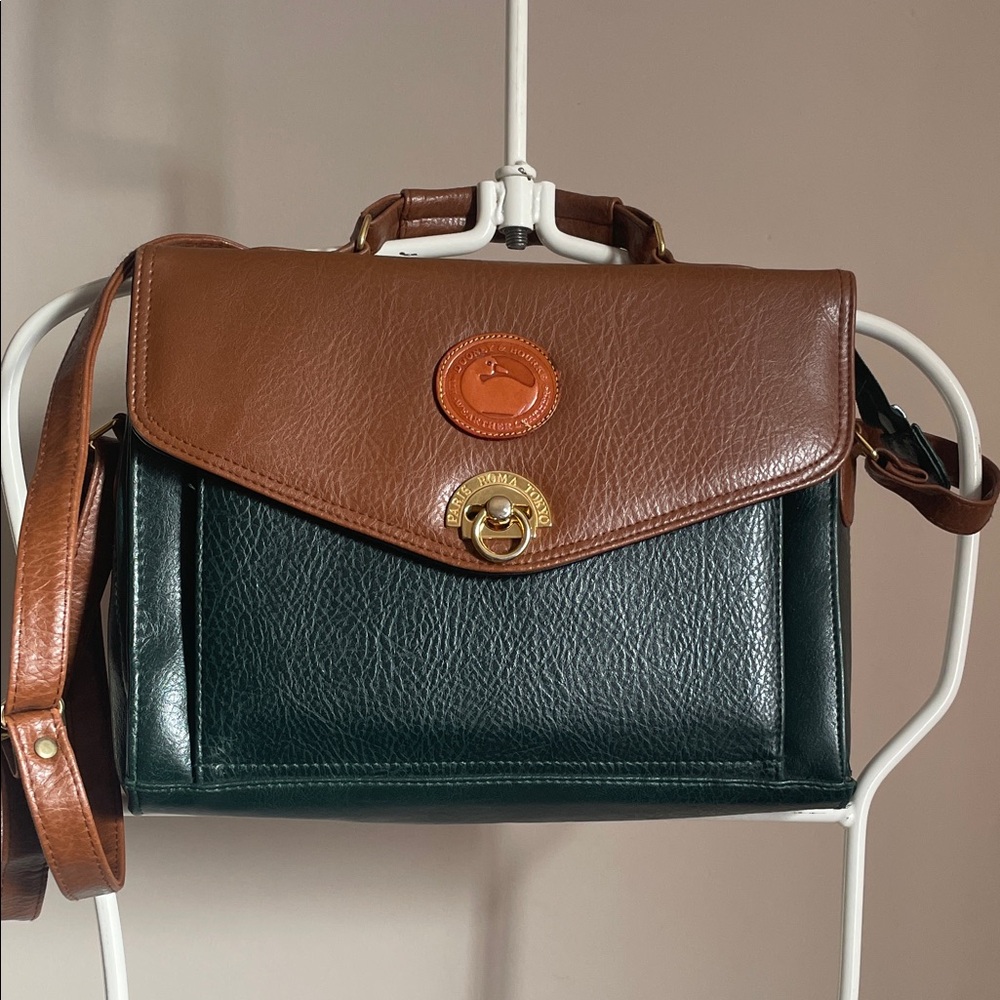 Vintage Dooney & Bourke Brown and Green Crossbody Bag!